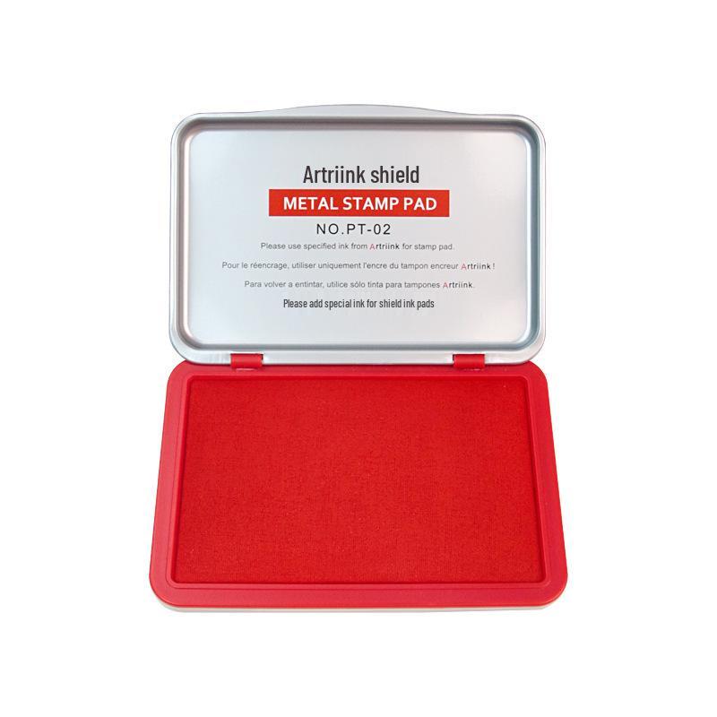 Tampon encreur rapide Shield Rouge pour empreintes digitales et manuelles, Fourniture de bureau portable.