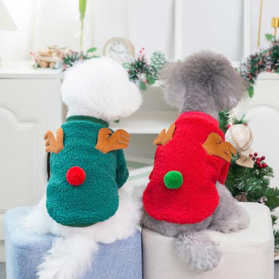 Long-lasting Dog Fleece Clothes Christmas Series Pattern Lovely Thickened Puppy T-shirt Clothes