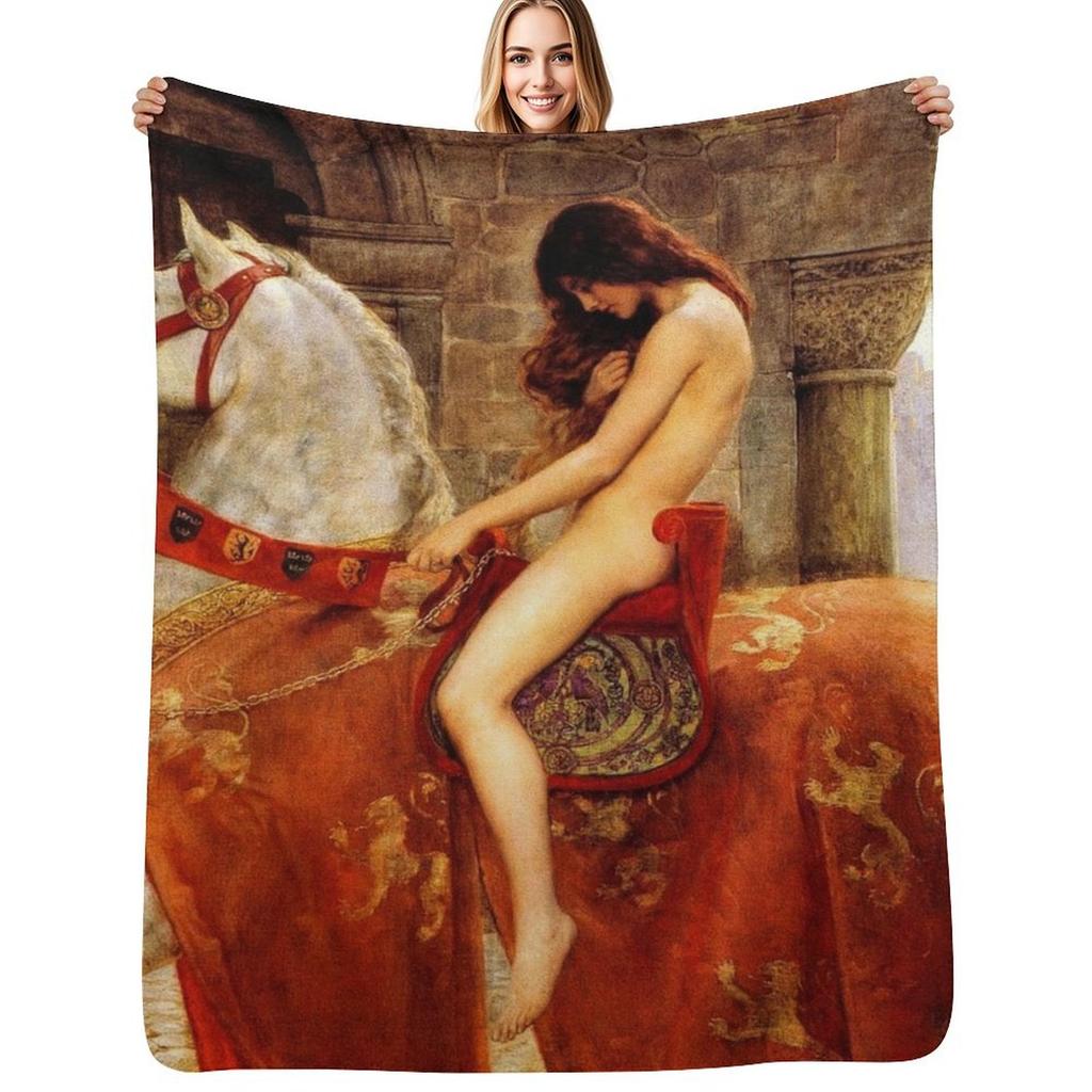 Lady Godiva by John Collier Throw Blanket Warm Napping Blanket for Office Couch Bed