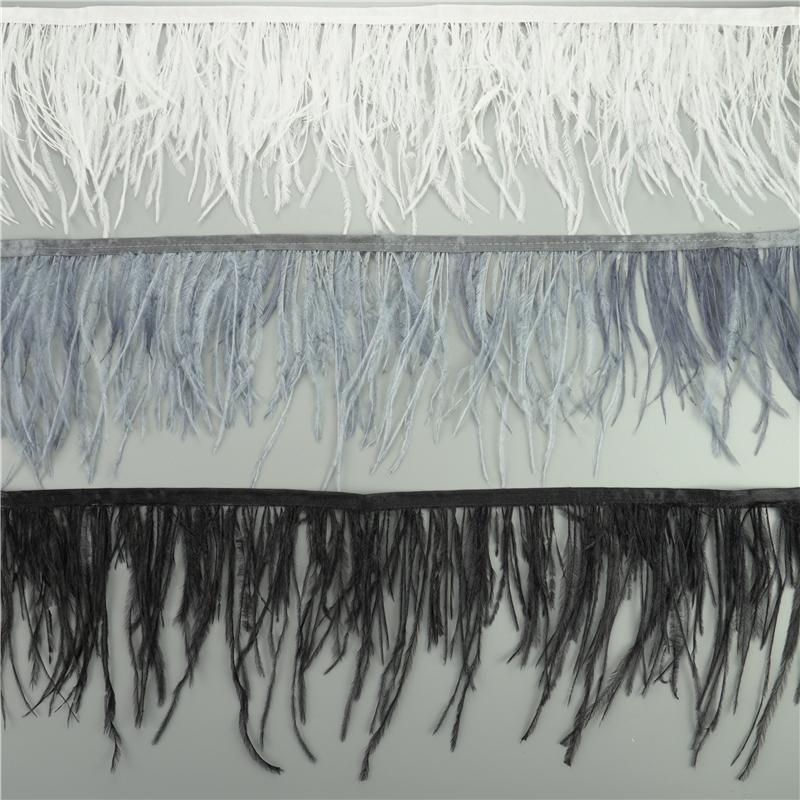 1Meter/Lot 10-15Cm Ostrich Feather Fringe Trim For Crafts Plumas Ribbon For Needlework And Handicrafts Feather Dress Accessories