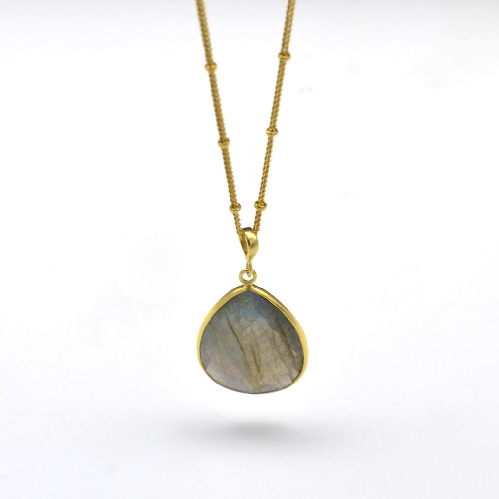 Labradorit 925 Sterling Silber Halskette, Edelstein Birne Handgefertigte Halskette Geschenk für Sie Mama, Jubiläumsgeschenk