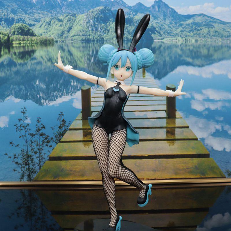 

Мику Хацунэ Аниме Сексуальная Девушка с Кроличьими Ушками Prelude Future Черно-Белая Фигурка чёрный