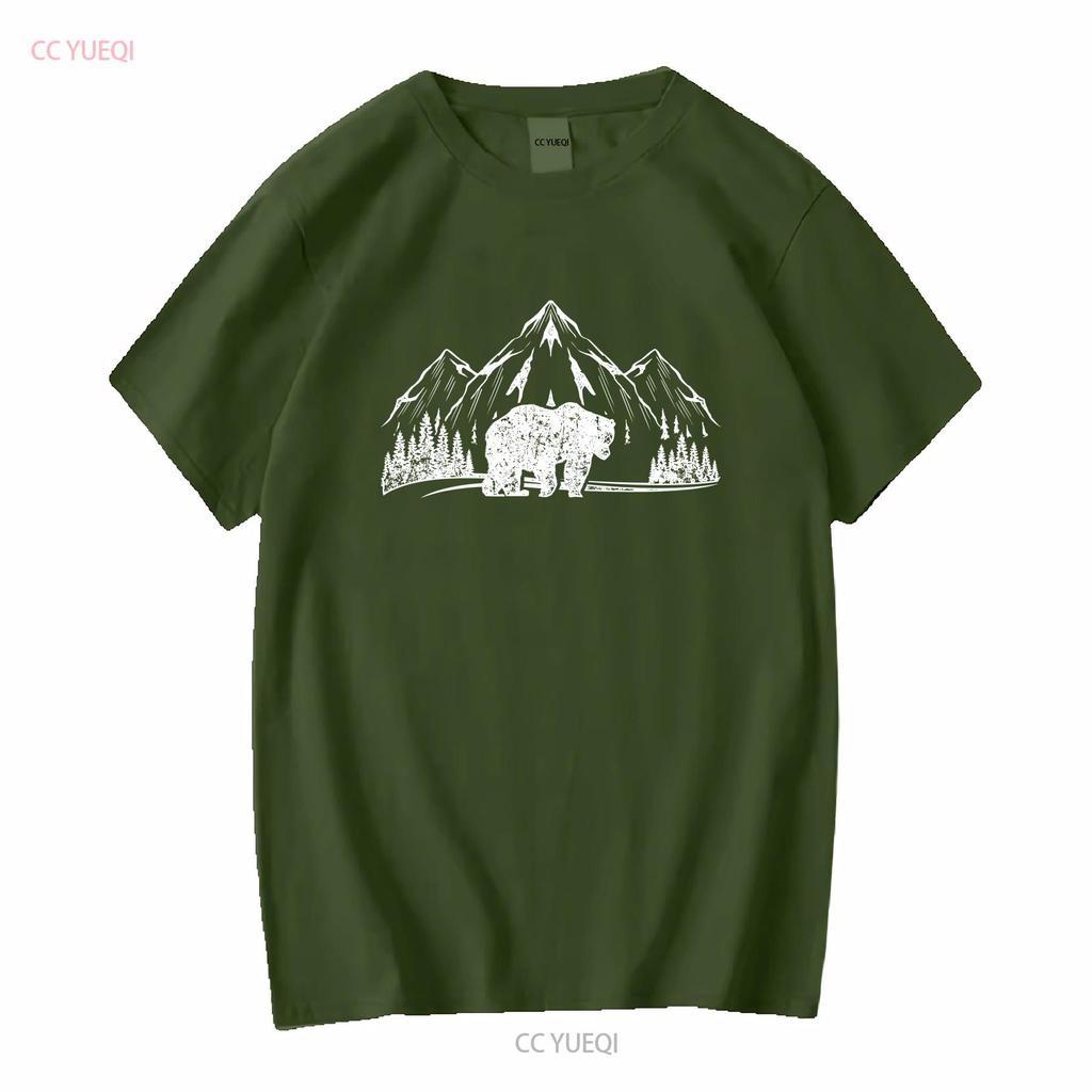 Outdoor Mountain Nature Trees Wildlife Forest Animal Bear T Shirt long or short sleeves vintage Washed Unisex Comfortable Soft