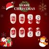 24Pcs Christmas Press On Nails Short Almond French Tips Stick On Nails Gloves Designs Full Cover Acrylic False Nails