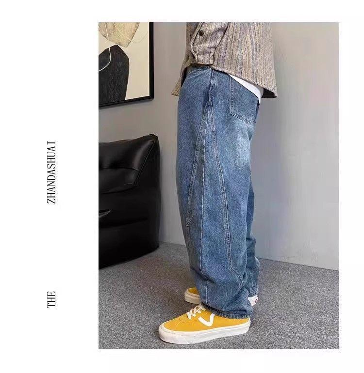 Pánské ležérní retro punkové harémové džíny - Volný střih, Široká nohavice, Design se stahovací šňůrkou