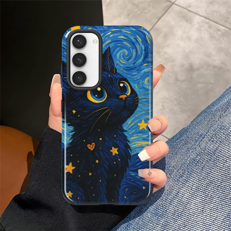 Soft Cover Capa Phone Case for Samsung Galaxy S25 S20 FE S25Ultra A36 S24 Ultra S23 A26 A16 S23Ultra A56 Van Gogh Fashion Black