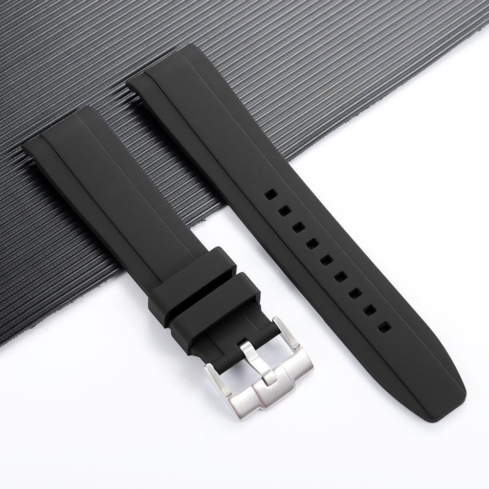Hochwertiges Kautschukarmband mit gebogenem Ende 20mm 22mm Silikon-Uhrenarmband für Swatch für Omega Moonswatch Armband Wasserdichtes Armband