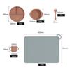 Ensemble de vaisselle pour bébé: Assiette Compartimentée en Silicone, Bavoir, Cuillère, Fourchette, Bol et Ventouse