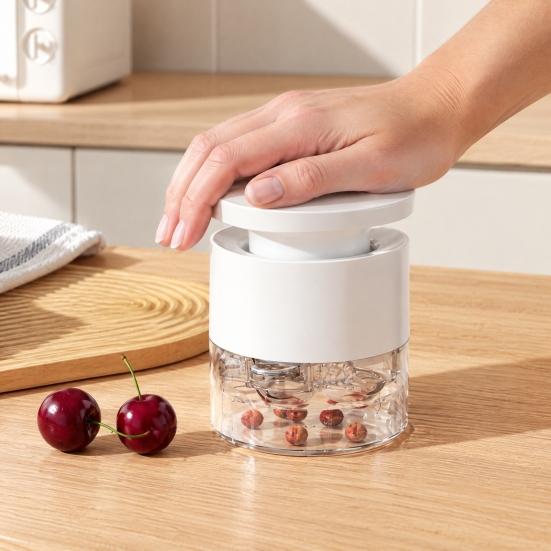 Kitchen Gadget for Fruits 7-in-1 Cherry Pitter Tool with Bottom Tray, Portable Fruit Seeds Remover Seven Hole Cherries Olives, Manual Multi-hole Corer