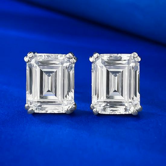 

Lulu Tong S925 Silver Cross-border White Diamond Rectangle Stud Earrings for Women 925 Silver