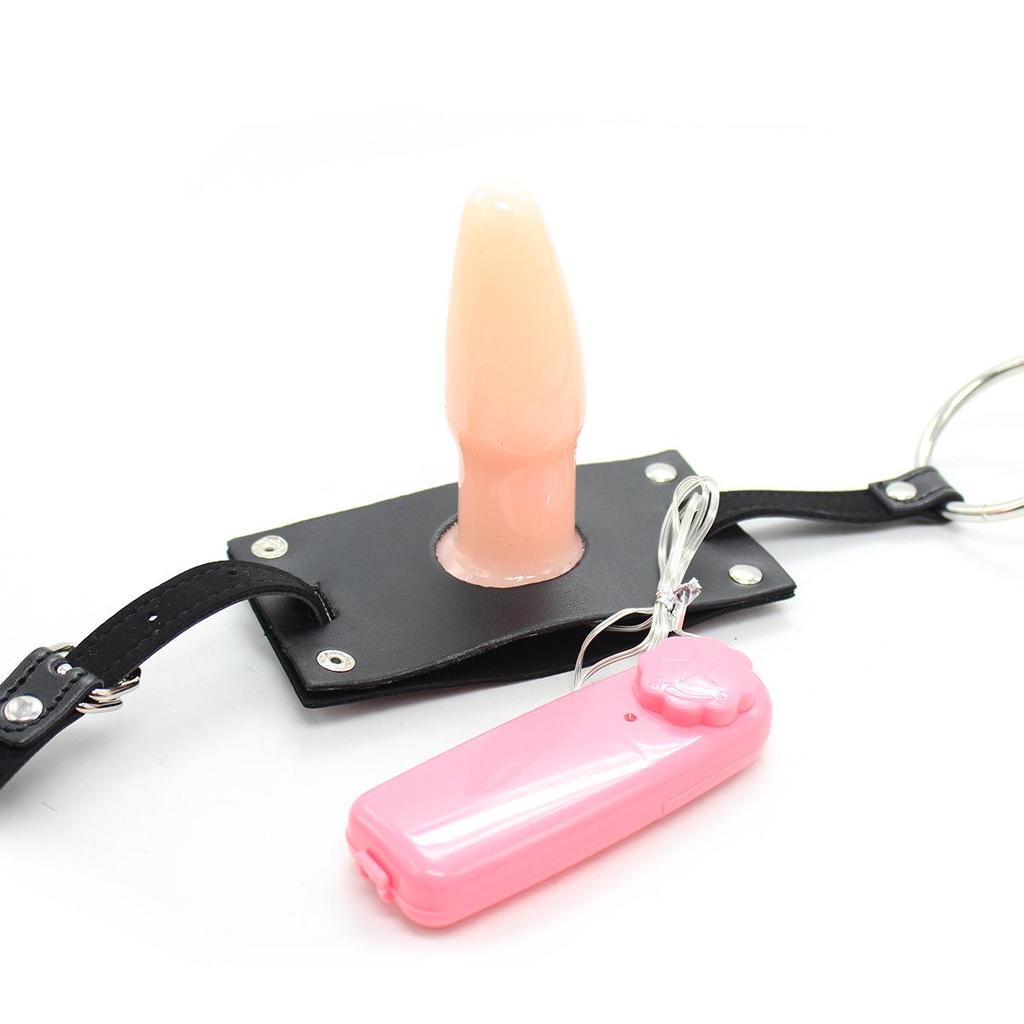 Adult Erotic Leather Restraint Pants with Vibrating Anal Plug for Couples