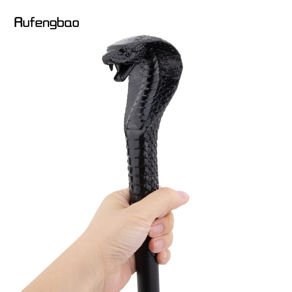 Bastion de mers de modă negru de lux cu mâner de șarpe pentru petrecere Baston decorativ Elegant cu buton de cârjă Baston de mers 94cm