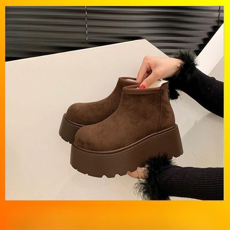 

Обувь, увеличивающая рост, Флисовые ботильоны, Зимние ботинки, Ботильоны, Женские хлопковые туфли на толстой подошве 40