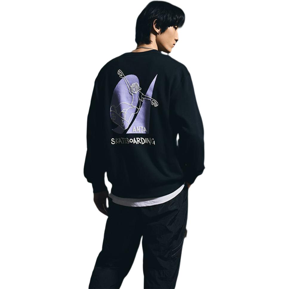 Anta Sweatshirts Unisex Black Crew Neck Moderate Regular 172218701R-2
