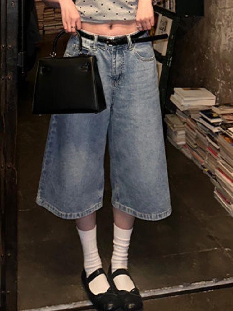 Couple Streetwear Vintage Wide Leg Shorts Women Retro Oversize Denim Shorts Summer Man High Waist Loose Casual Short Jeans