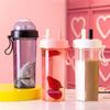 Creative Simple Double Drinking Cup Double Straw Couple Water Mug Dual Purpose Kettle Student Net Red Lovers Bottle Outdoor Cups