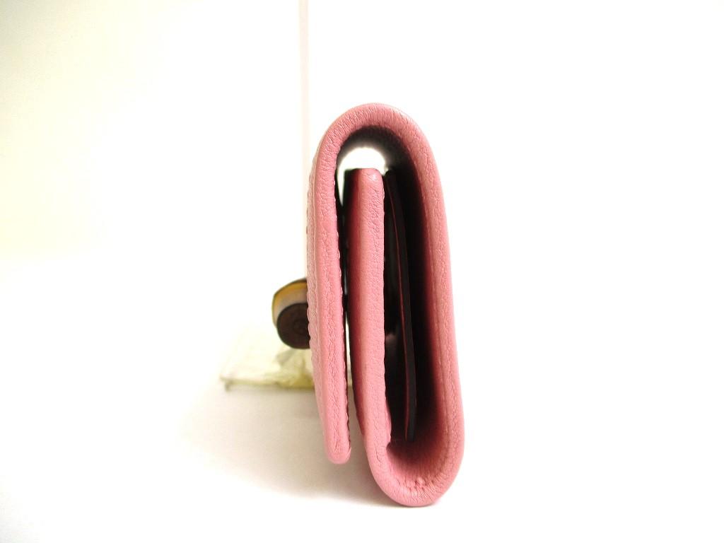 Authentic GUCCI Double G Bamboo Pink Leather 6 Pics Key Chain #a611 Refurbished