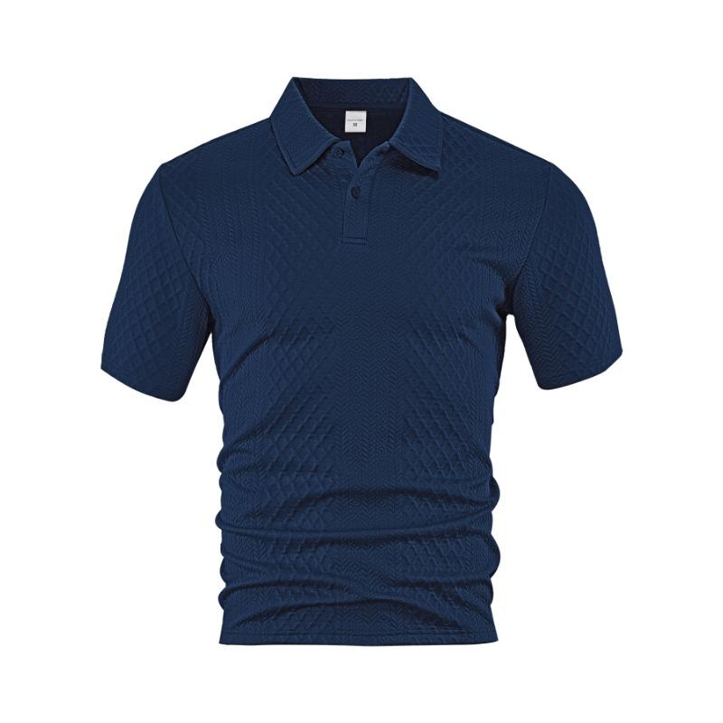 Men Short Sleeve Polo Shirt Geometric Jacquard Texture Casual Top