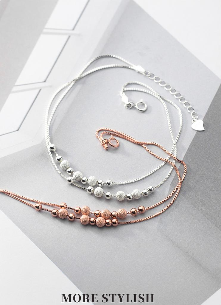 Top Grade 925 Sterling Silver Strand Beads Beaded Anklets for Women Summer Gifts Jewelry