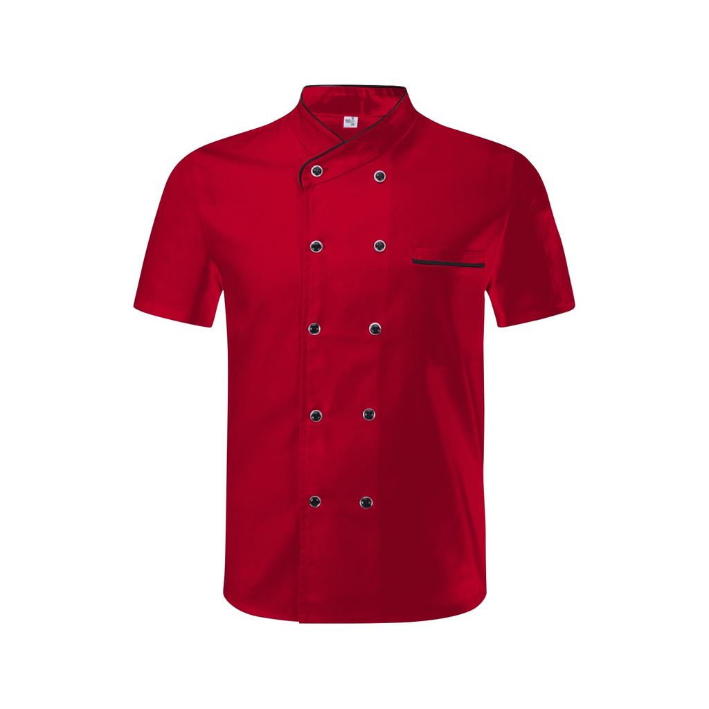 Personalized Embroidered Chef Work Uniform Short Sleeve Back Kitchen Catering Clothing Unisex Version