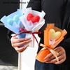 Mini Romantic Gift Handmade Yarn Flower Bouquet Crochet Heart Bouquet Valentine's Day Mother's Day Desktop Decoration