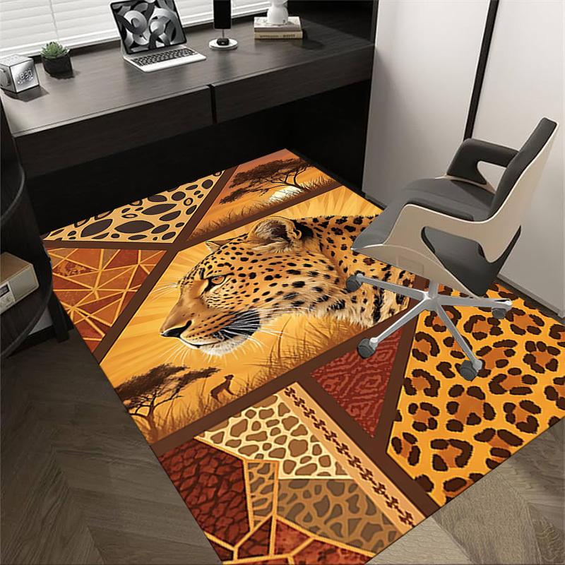 1 Stück Leopardenmuster Safari Extra Groß Rutschfester Teppich, Büro, Familie, Schlafzimmer, Studio - Großer Teppich für Innenbereiche, Lebendige Farben - A225