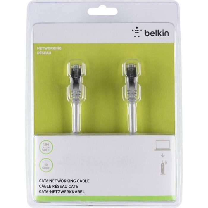 BELKIN Câble CAT6 STP RJ45M M 15M Patch Snagless - Gris