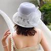 Breathable Bridal Tea Party Wedding Hat Wide Brim Beach Hat Elegant Organza Hat  Summer