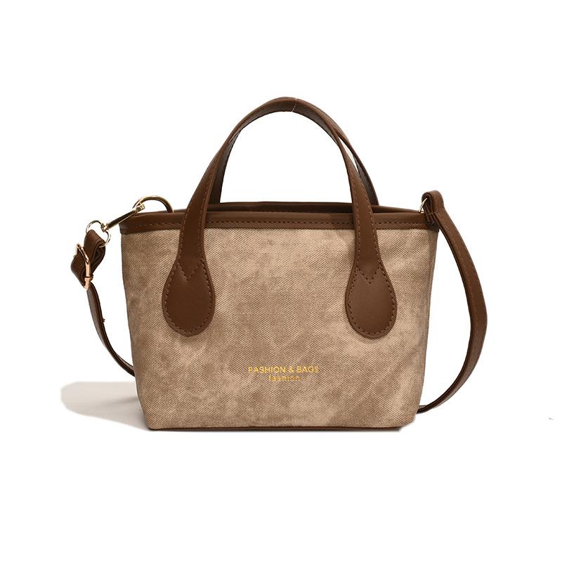 Retro Fashion Simple Temperament Handbag Spring Versatile Shoulder Messenger Bag Bucket Bag Women
