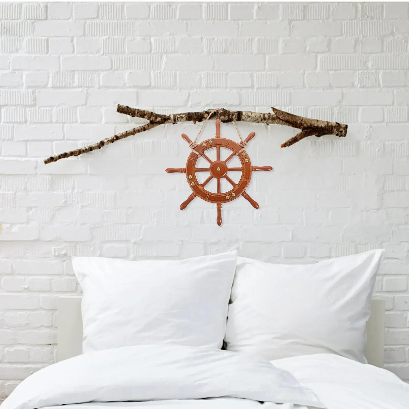 Creative Fashion Wooden Ship Rudder Hanging nament Mediterranean Style Wall Decor Home Decoration Creative Gift Model Miniature 23cm