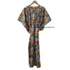 Women Cotton White Summer Sleepwear Beach Cover Jungle Print Hippie Caftan Dress CKFTN-SCRN-FULL-BUYIT-176
