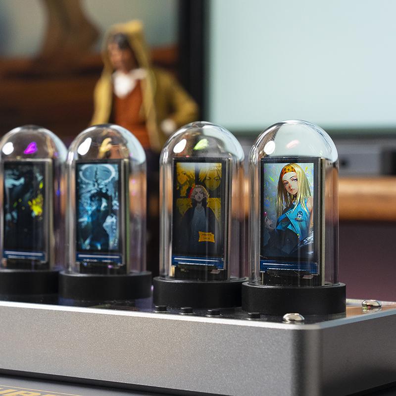 IPS Color Screen Nixie Tube Digital Alarm Clock Creative Colorful USB Retro Table Clock