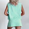 Women's Summer Cotton Two Piece Outfits Sleeveless Tank Top And Mini Split