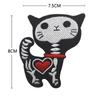 Cat with Knife Embroidered Velcro Patch - Black & White