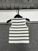 2026 Summer Rhinestone Letter Striped Knit Round Neck Vest - Slimming Versatile Top for Women