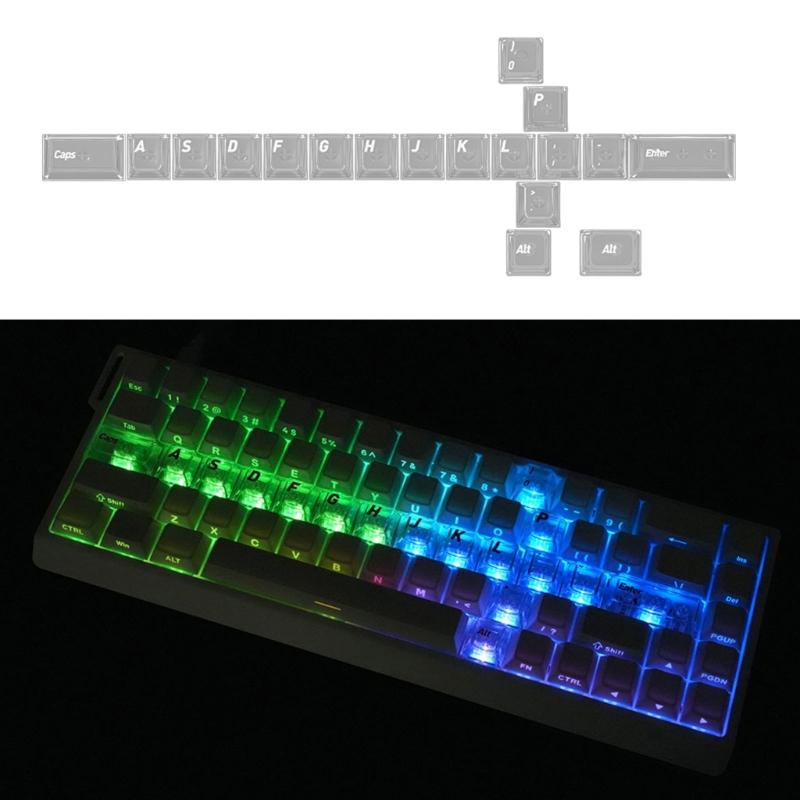 PC Material Transparents Keycaps with Crystal Jelly Swords Pattern 18Key Set Original Height for Long Use in Low Light