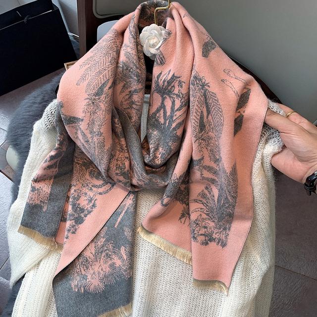 Luxusní kašmírový šátek Zimní Dámské Šály Pašmína Teplá Deka Zábaly Dámská šátek Foulard Bandana Značka Silný potisk šátky