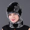 Rex Rabbit Rose Hat and Flower Scarf Set Specializing In the Production of Rex Rabbit Scarf Hat Two-piece Adult Hat