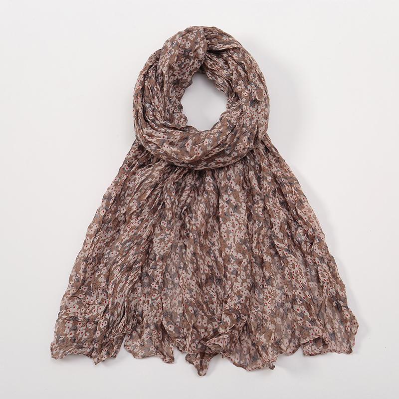 New Crinkle Floral Cotton Viscose Muslim Hijab Scarves For Women Long Shawl Headscarf Wrap Foulard Islam Turban Headband Bandana