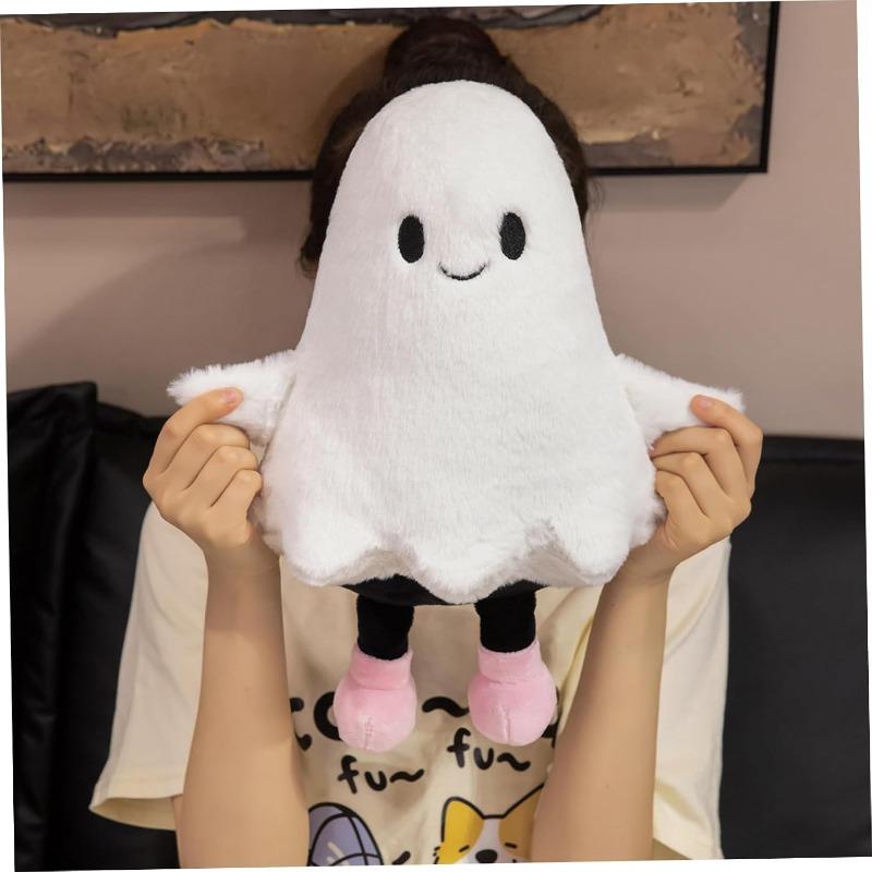 Ghost Plush Cute Soft Halloween Plush Smile Ghost Stuffed Animal with Hand and Leg Throw Pillow for Kids Adults, Stuffed Animal