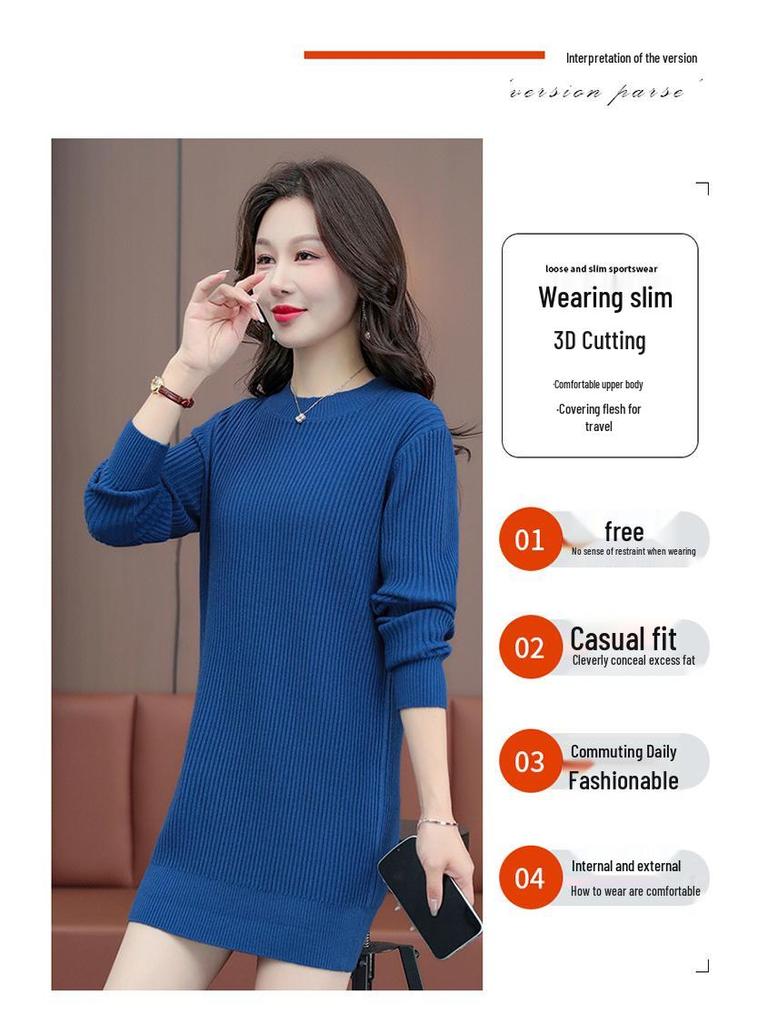 Damen Holzspecht Mittellanges Strickkleid - Herbst/Winter 2025 Mode.