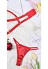 Elegant European & American Bow Hollow-Out Lingerie 3-Piece Underwire Set