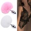 Stainless Steel Anal Plugs with Faux Fur Bunny Tail Tapered Silicone-Free Butt Plugs for Beginners Comfortable Easy Insertion Discreet Adult Toy