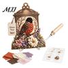 Kit Creativo per Principianti Arte con Ago su Tessuto 3D, Lanterna della Memoria Fai-da-te con Uccello, Set Floreale e Modelli, Kit Punch Needle per Adulti, Decorazione da Tavolo e Camino per la Casa