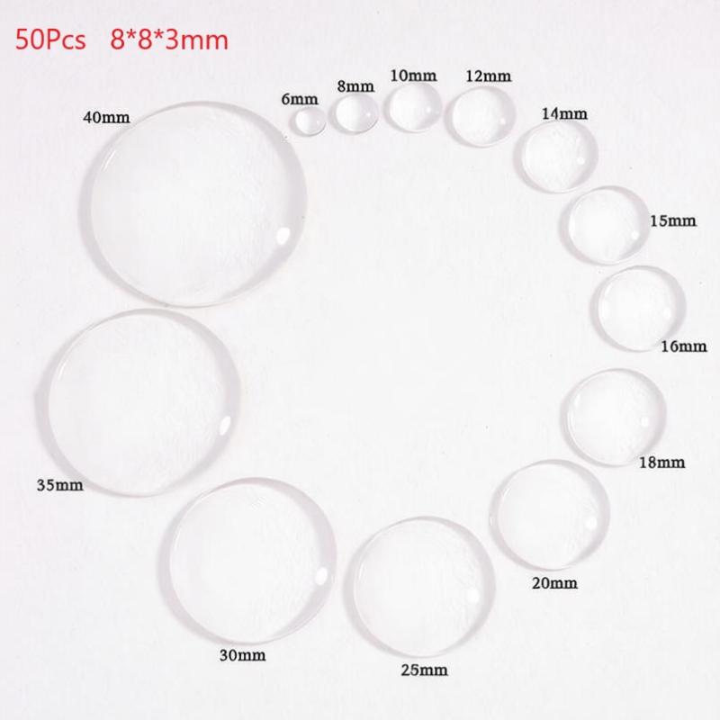 Clear Transparent Round Glass Cabochon 10/50 Pcs 6-40mm Flat Back for Scrapbooking Jewelry Making Craft Supplies