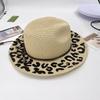 New Leopard Print Straw Sun Hat - Summer Versatile Uv Protection Wide Brim Hat For Women