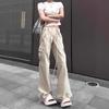 High Waist Women's Straight Leg Parachute Pants with Drawstring - 2025 Casual Niche Design