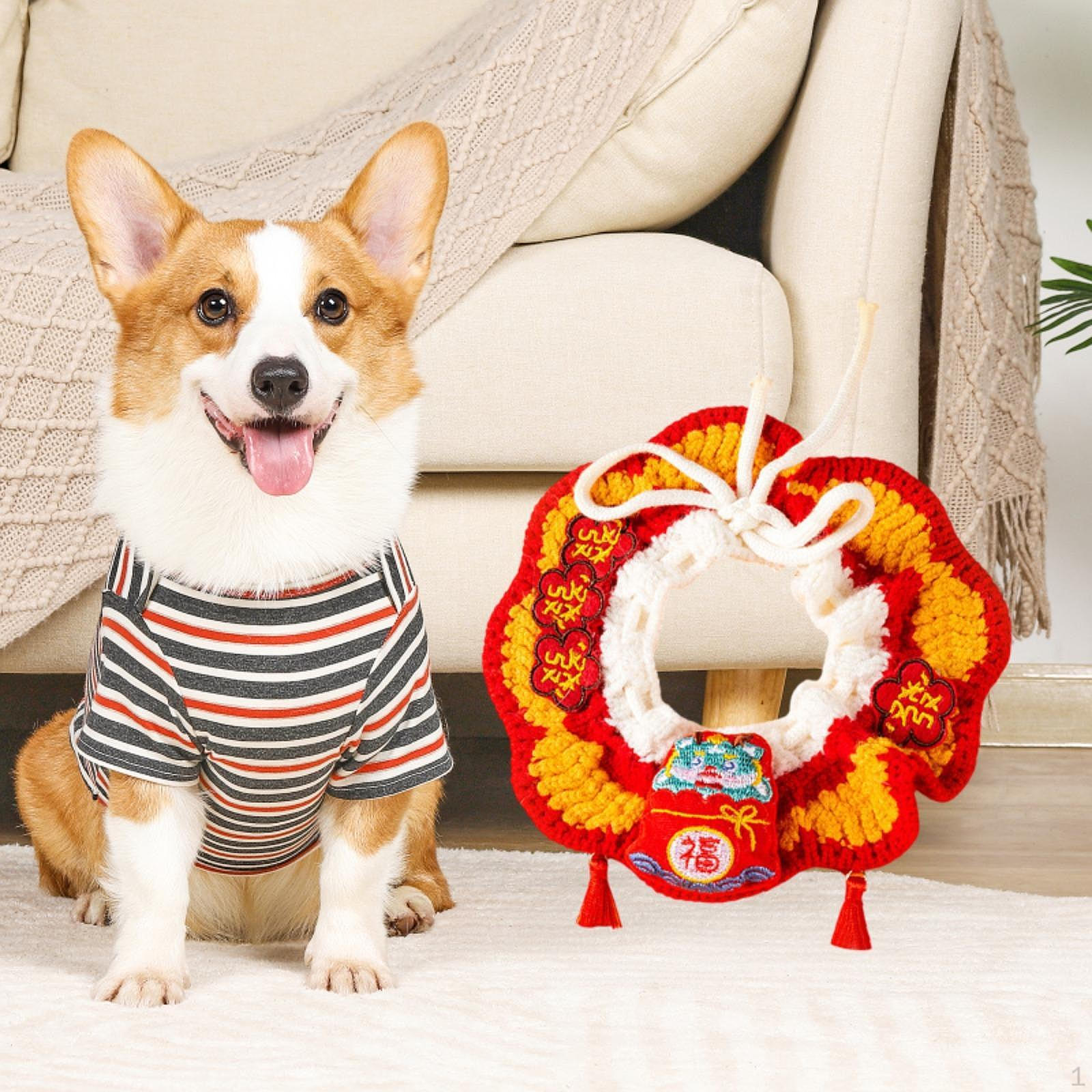 

Регулируемый вязаный ошейник для кошки, удобный реквизит для фотосъемки, ручной работы, нагрудник для котенка L