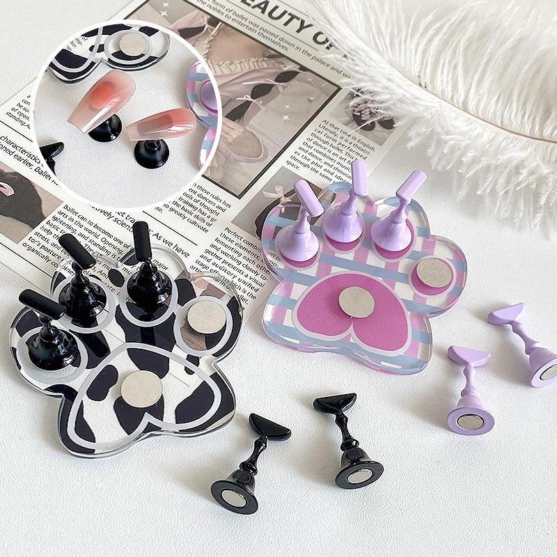 Katzenpfote Magnetischer Nagelspitzenhalter Übungs-Displayständer Für Maniküre Press-On-Nagel Training Gel Harz Präsentationsregal Nagelständer