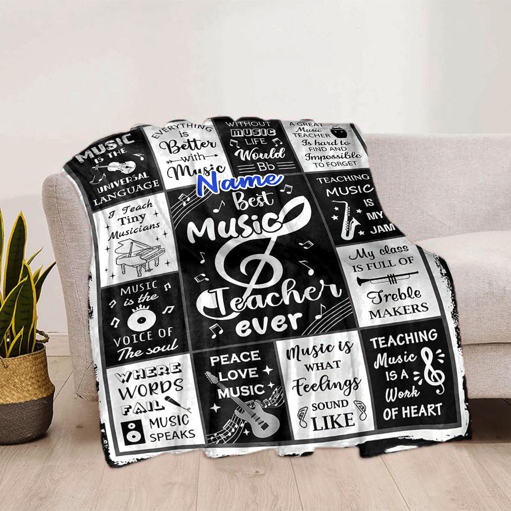 Music Teacher Blanket Custom Name Home Decor Soft Cozy For All Seasons Perfect Gift For Office Bed Living Room Picnics Sofas Birthdayst75